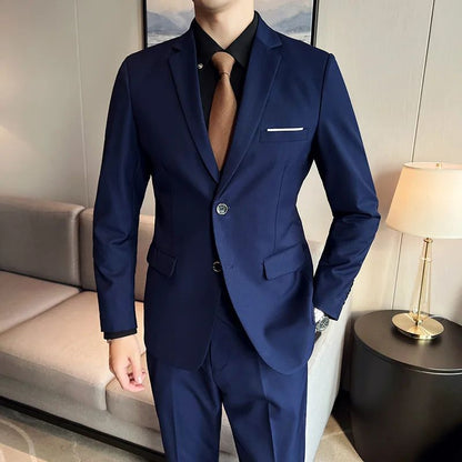 LIBIELIY High Quality Fashion Business Casual (suit + Vest + Trousers) British Style European And American Wedding Dress Three-p