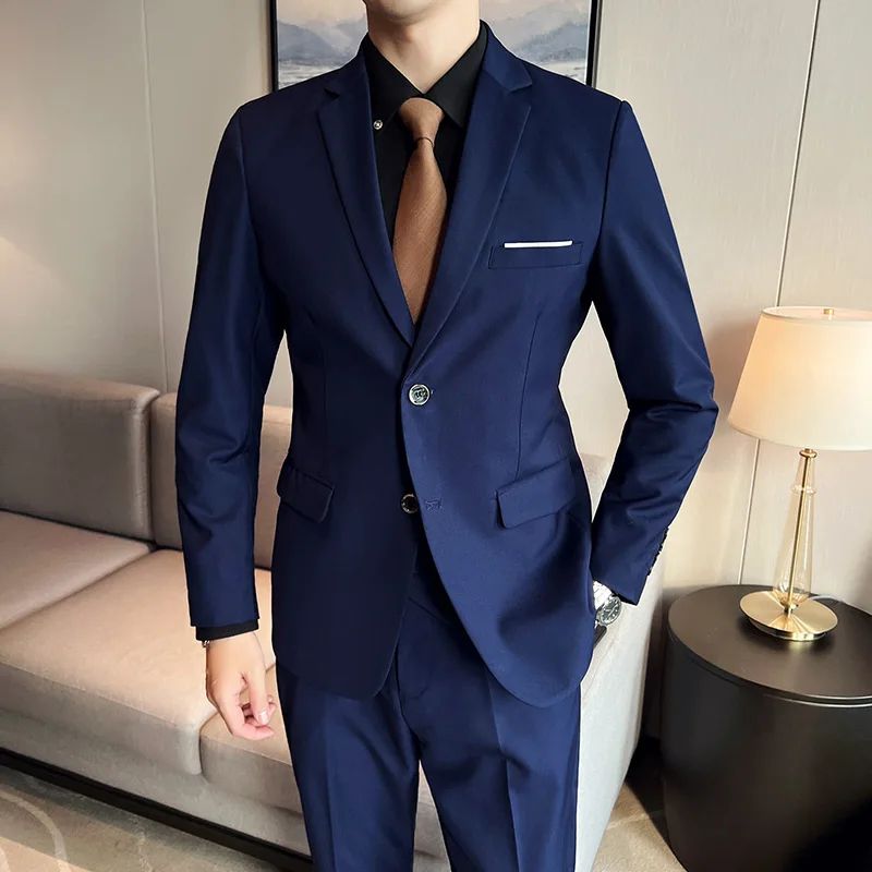 LIBIELIY High Quality Fashion Business Casual (suit + Vest + Trousers) British Style European And American Wedding Dress Three-p
