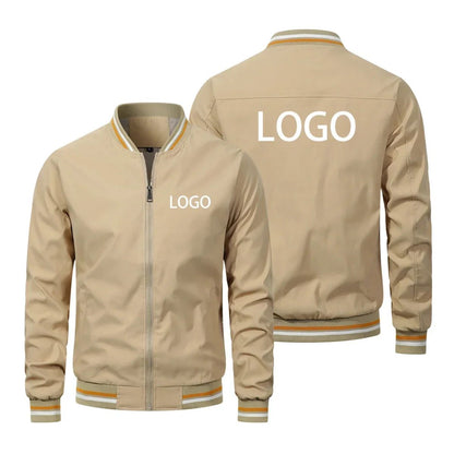 Custom Windproof Jacket Men Personalized Logo Printed Zipper Motorcycle Outdoor Sportswear Casual Fashion Coat