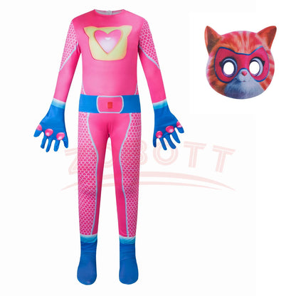 Halloween SuperKitties jumpsuit tight fitting costume stage performance costume Super Cat Jumpsuit Super Kitties Cosplay Costume