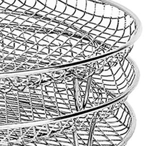 Three stackable air fryer racks made of 304 stainless steel, non stick frying pan and barbecue grill rack, kitchen cooking tools