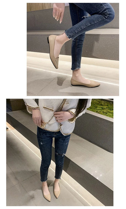 Women Fashion Pointed Toe Slip on Shoes Summer Woman Loafers Comfortable Ladies Yellow Boat Shoes Autumn Flats Zapatos Mujer