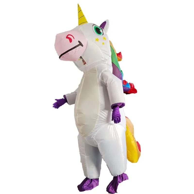 Inflatable Unicorn Costume Adult Kids Rainbow Halloween Costumes for Wommen Men Adult Carnival Mascot Christmas Cosplay