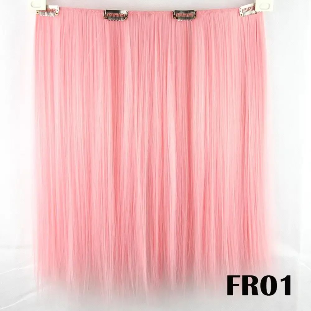 9 Cores Cabelo Sintético Liso Clip de Extensão de Cabelo Vermelho Rosa Branco Peruca de Cosplay Cabelo Arco-Íris Natural