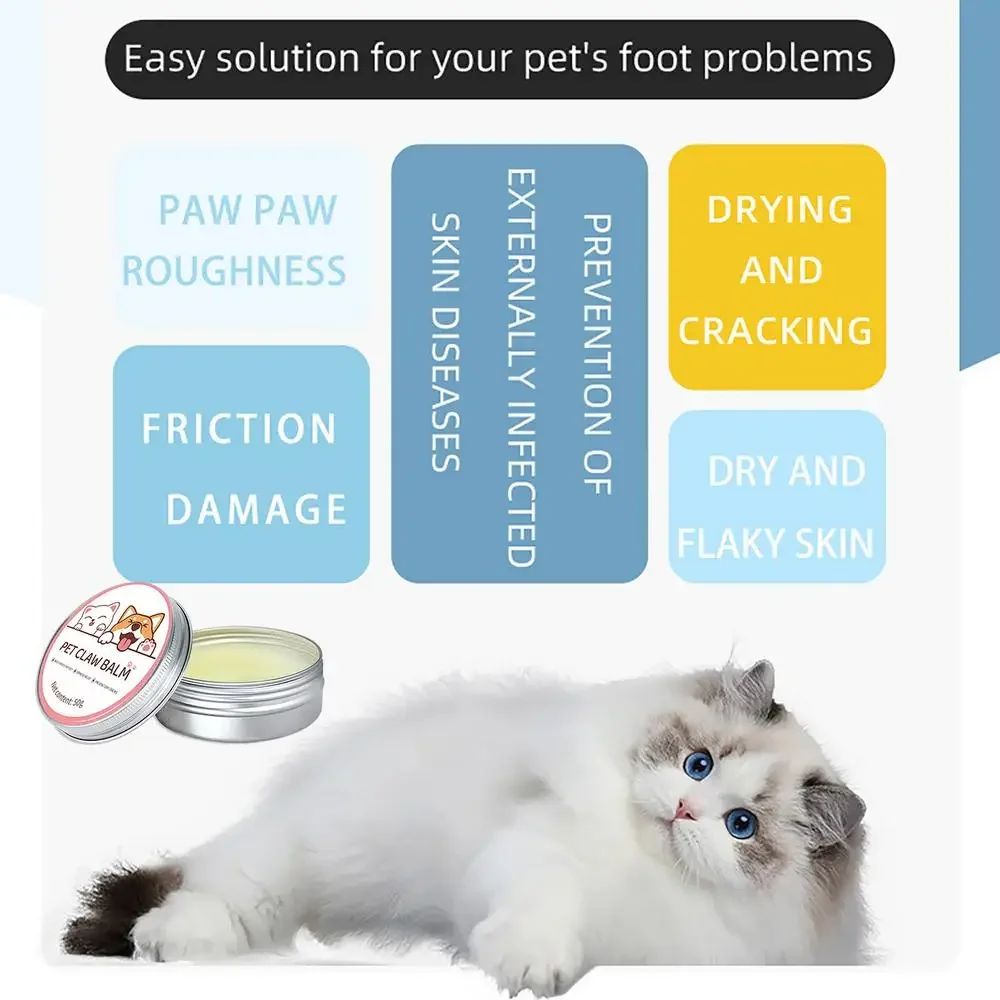 50g Creme Hidratante para Patas de Animais de Estimação Creme para Patas de Gatos Domésticos Creme para Patas de Cães Inverno Cuidados com as Patas de Gatos Hidratante para Patas de Cães