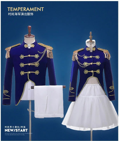 Men Stage Couple Costumes Photo Military Dress Suit Navy Men's and Women's Military Band Uniform Sailor Suit Spring and Autumn