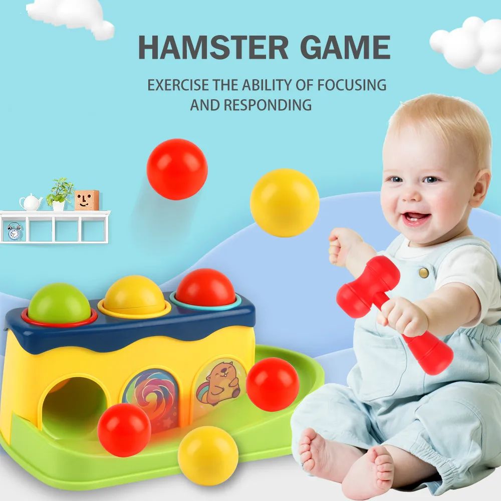 Engaging Pop-Up Hammer Toy for Babies Educational Stacking Balls Game Toys Gifts for Children's Preschool Fun for Boys Girls