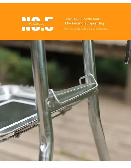 Outdoor Stainless Steel Charcoal Grill Large Size Barbecue Tool Portable Free Installation Handle Folding BBQ Cooking