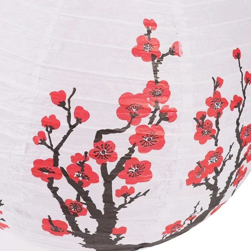 30CM Japanese Style Wedding Birthday Party Decoration Mid Autumn Festival Handheld Lantern Printed Flower Round Chinese Lantern