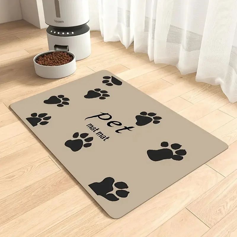 Tapete de Inverno para Animais de Estimação Tapete de Alimentação para Cães e Gatos Tigela de Água e Comida para Animais de Estimação Tapete de Chão Diatomáceo Impermeável de Secagem Rápida