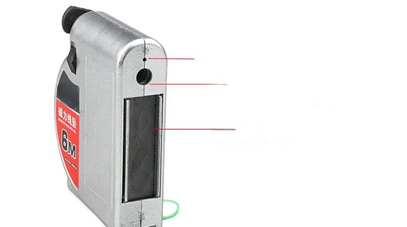 Prumos Magnéticos de 320g, Carretel de Linha Retrátil de 6 Metros com Base Magnética para Engenharia, Construção, Ferramenta de Prumada