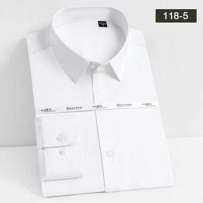 Men's white shirt long sleeved wedding business non ironing formal wear professional workwear casual wrinkle resistant shirt