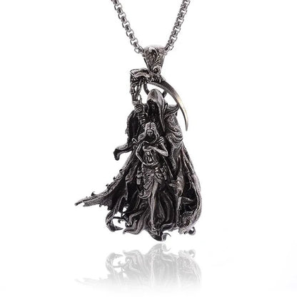 Colar Pingente Ceifador da Morte Gótico Misterioso Diabo Masculino Personalidade Punk Retro Halloween Joias da Moda