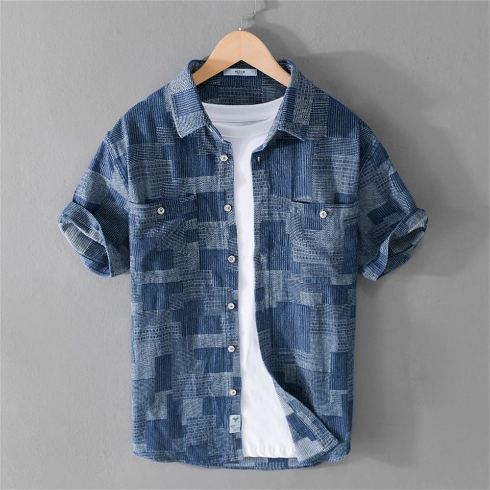 Summer cargo shirts men fashion short sleeve mens shirt workwear men's Tops loose Casual clothes for Young men