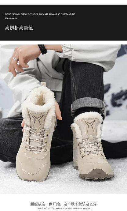 Men Women Waterproof Winter Boots Snow Barefoot Casual Shoes Outdoor Warm Work Shoes Ankle Shoes for Trekking Climbing Hiking