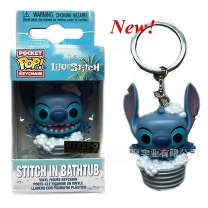 Novos 22 Estilos Funko Pocket Pop Chaveiros Mickey Mouse Minnie Pato Donald Stitch Angel Elvis TIKI Lilo Scrump Bonecos de Vinil