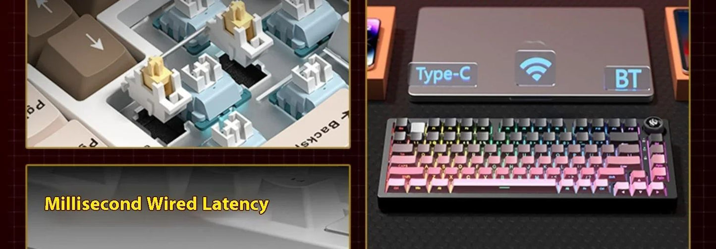 Leobog Hi75C Hi75 Hi75C Pro Kit de Teclado Mecânico Customizado de Alumínio Sem Fio para Jogos Bluetooth 2.4G Teclado Gamer com Hotswap com Fio