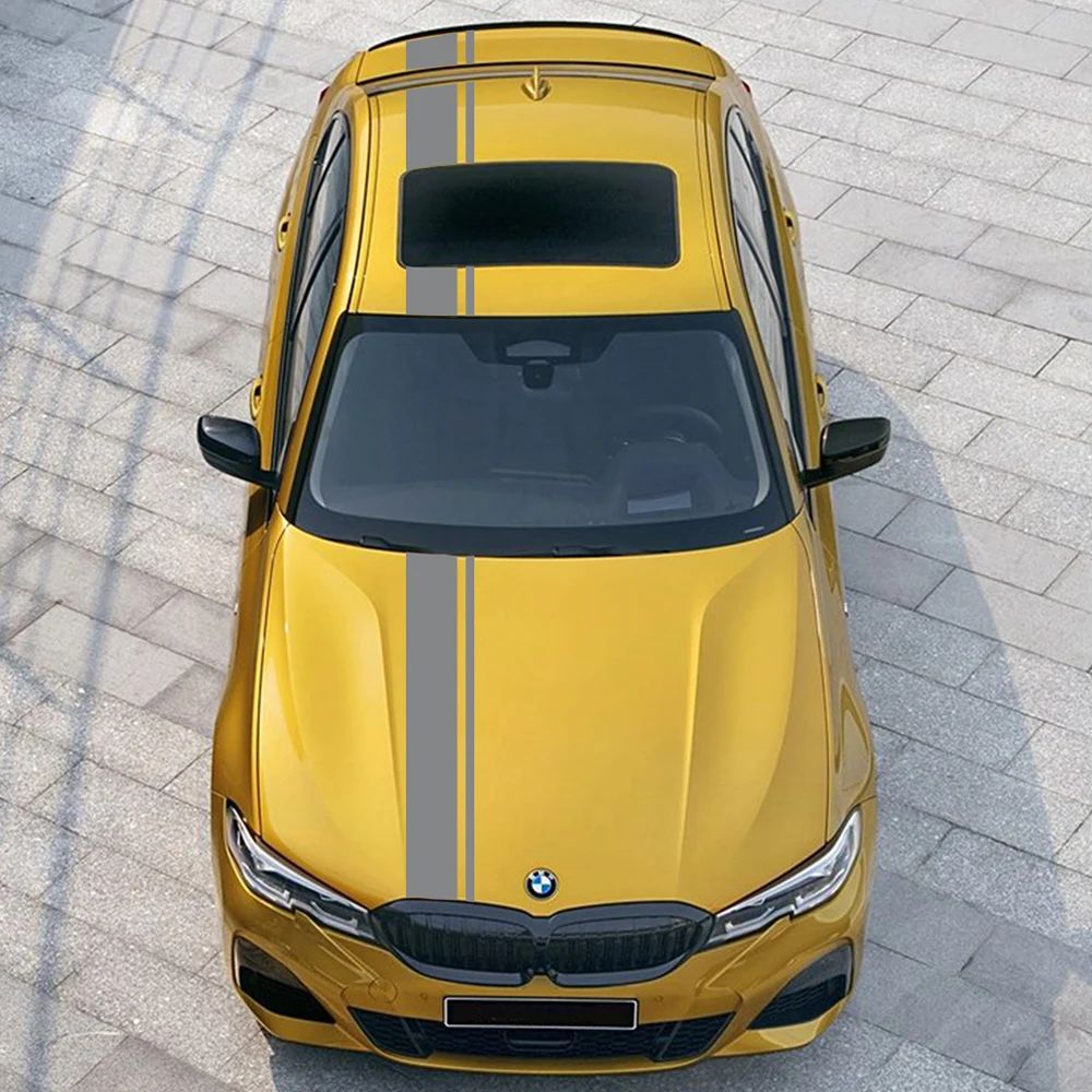 Car Hood Bonnet Roof Trunk Kit Long Racing Stripe Stickers For BMW 3 Series M3 E90 F30 G20 Vinyl Decals Auto Tuning Accessories