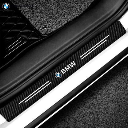 Car Door Automobile Scraper Protection Universal Pedal Protection Sticker Carbon Fiber Grain Automobile Threshold Strip For BMW