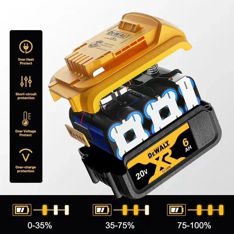 Bateria Dewalt 20V 100% Genuína, Bateria Recarregável de Íon de Lítio 2AH 5AH 6AH, Bateria de Substituição para Ferramentas Elétricas Dewalt DCB200
