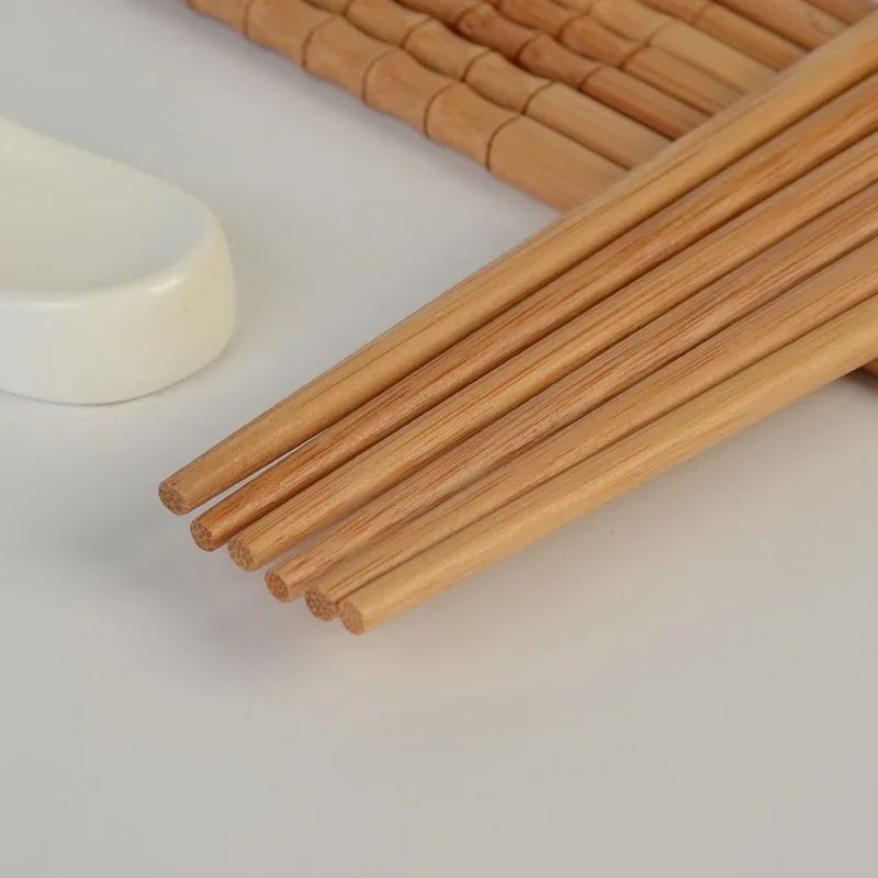 Hashis de Madeira de Bambu Natural Artesanais Hashis de Bambu para Cozinha Doméstica 24cm Reutilizáveis para Sushi e Utensílios de Mesa