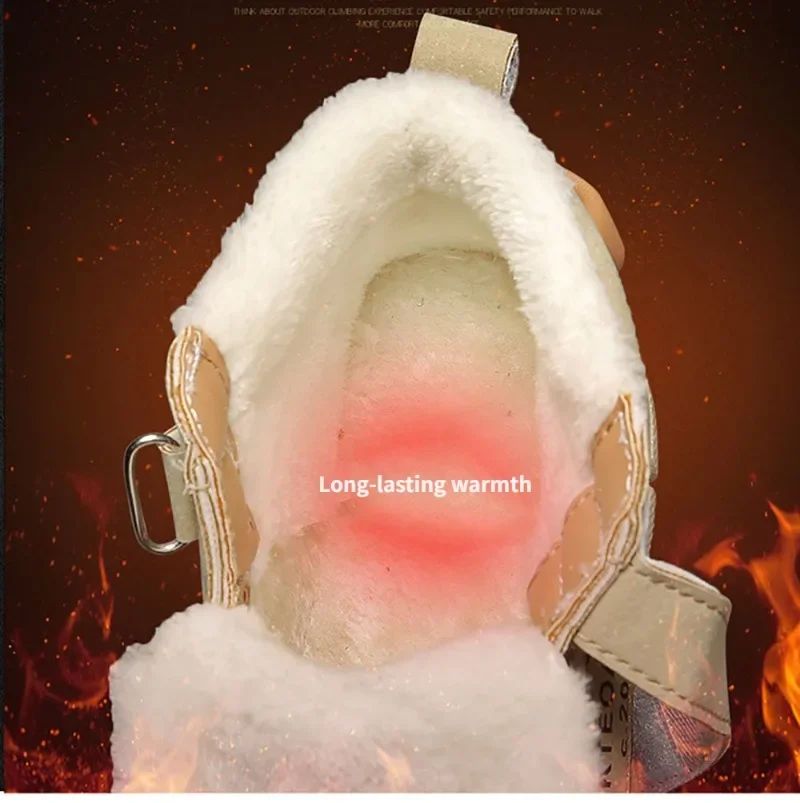 Winter Children's Boots Boys Plus Cashmere Thicken Warm Snow Boots Girls Non-slip Outdoor Boots Student Shoes Hiking Shoes