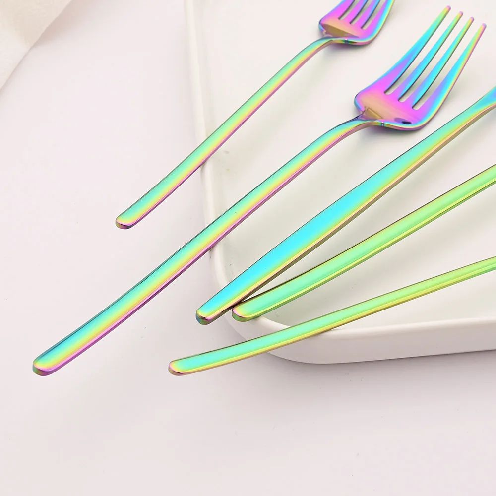8 Garfos de Jantar Pretos Talheres Aço Inoxidável 18/10 Utensílios de Cozinha Ocidentais Conjunto de Garfos para Restaurante