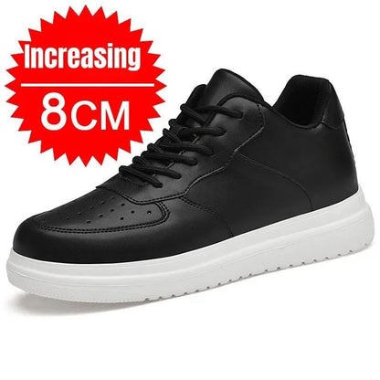 PDEP Tênis Masculino Aumento de Altura 10cm Invisível Elevador Branco Couro Esportivo Zapatillas De Hombre Tamanho Grande 46