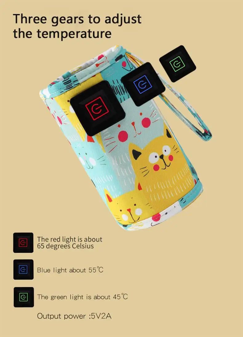 Bottle Warmer Multi Functional Bottle Heater Portable Adjustable USB Insulated Bag Baby Milk Food Warmer Tool Home Car Travel