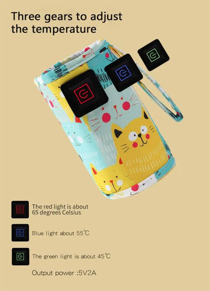 Bottle Warmer Multi Functional Bottle Heater Portable Adjustable USB Insulated Bag Baby Milk Food Warmer Tool Home Car Travel