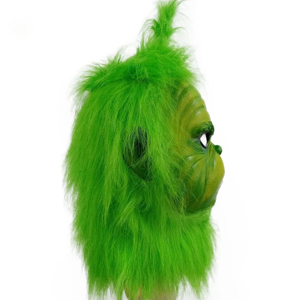 Cute How Christmas Green Haired Cosplay Mask Latex Halloween XMAS Full Head Latex Mask Cosplay Costume Mask Props