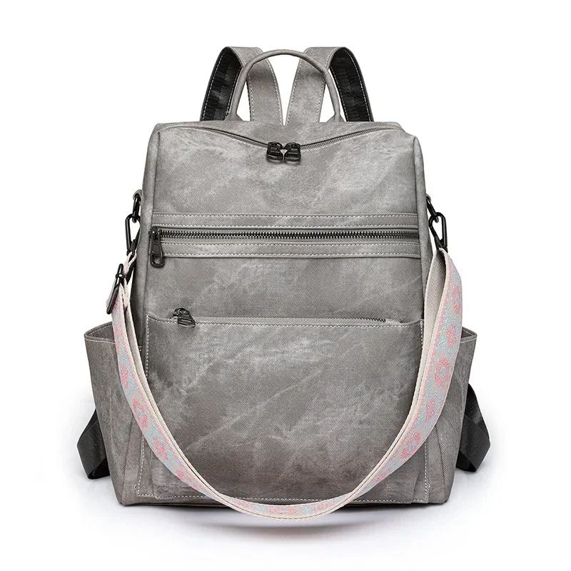 2025 New Women's PU Leather Waterproof Anti-theft Fashion Large Capacity Business Travel College Laptop Backpack Shoulder Bag