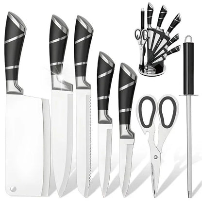 ZENG Conjunto de Facas de Cozinha 9 peças Aço Inoxidável Afiadas Facas de Chef Antiaderentes com Afiador para Cortar Fatiar Picar