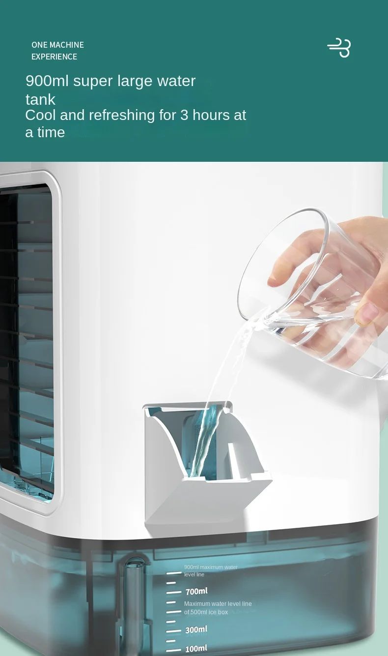 Ar Condicionado de Mesa Portátil Ventilador Pulverizador Duplo Atomização Ultrassônica 3 Velocidades Mudo Refrigerador de Ar Luz Noturna Ventilador Elétrico para Casa
