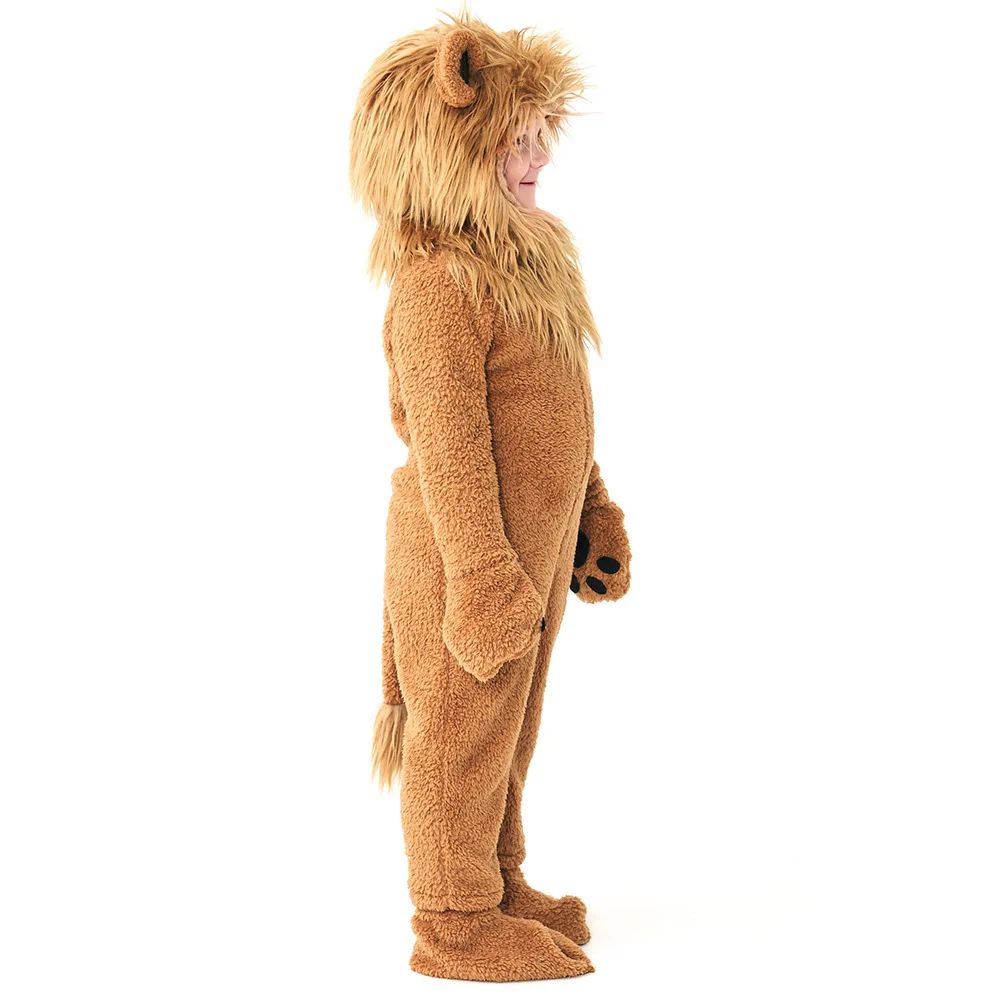 2?12Y Boys Girls Lion Animal Cosplay Costume, Deluxe Full Set Fleece Outfit for Halloween Purim Themed Party Fancy Jumpsuit