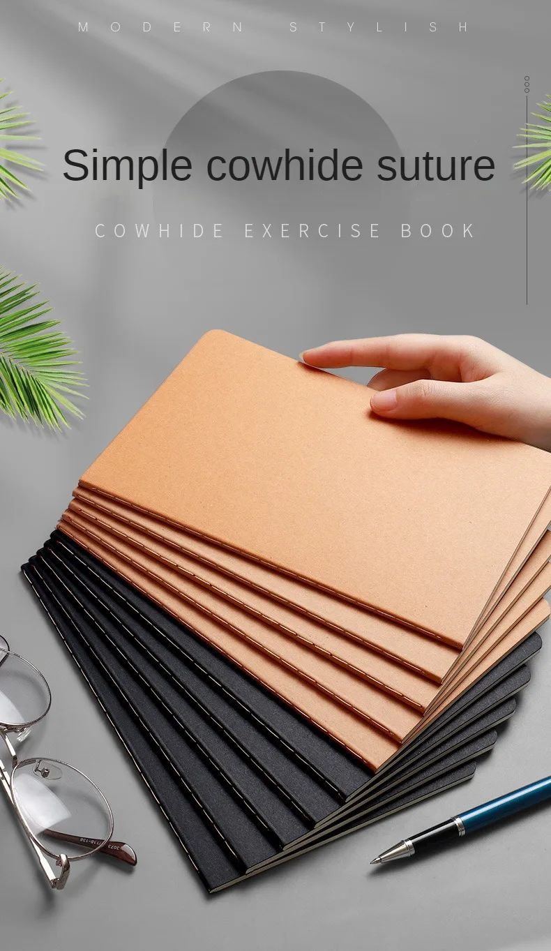 Vintage Kraft Cover A5 Notebook - Blank/Grid/Lined Writing Paper for Diary, Planner, School & Office Supplies