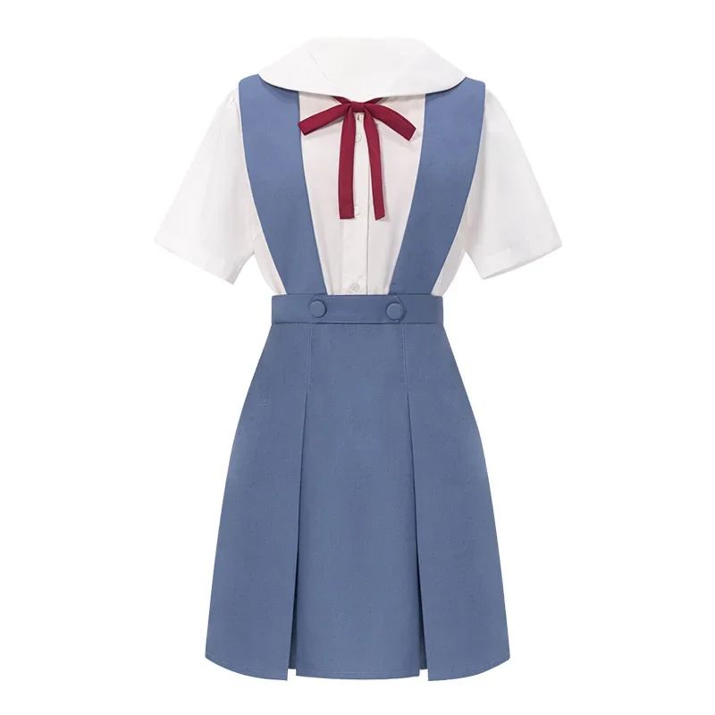 Rei Ayanami Cosplay Costume Asuka Langley Soryu Cosplay  Women School Uniform Dresses Wig Hair Clips Halloween Loli Clothing