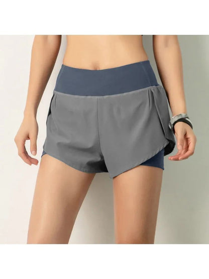 Women Running Shorts 2-in-1 with Pocket Wide Waistband Coverage Layer Liner Lounging Sports Yoga Leggings Gym Fitness Shorts