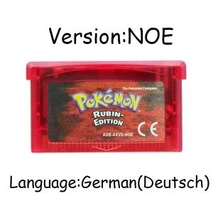 Jogo GBA Série Pokémon Cartucho de Videogame 32 Bits Cartão de Console Pokémon Emerald FireRed LeafGreen Ruby Sapphire Multi-idioma