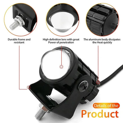 Super Bright Motorcycle LED Explorers Headlight Projector Fisheye Lens LED Moto Fog Auxiliary Motorcycle Headlight