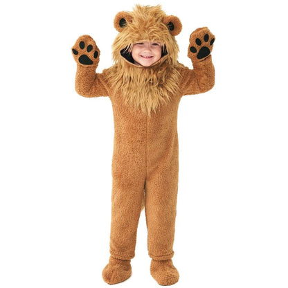 2?12Y Boys Girls Lion Animal Cosplay Costume, Deluxe Full Set Fleece Outfit for Halloween Purim Themed Party Fancy Jumpsuit