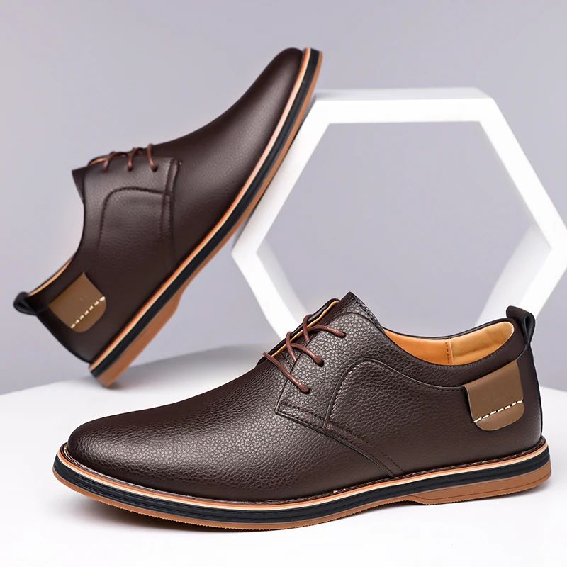 Men's Solid-Color Striped Business Formal Shoe Fashionable And Comfortable Oxford Shoe New Autumn Winter Casual Dress Party Shoe