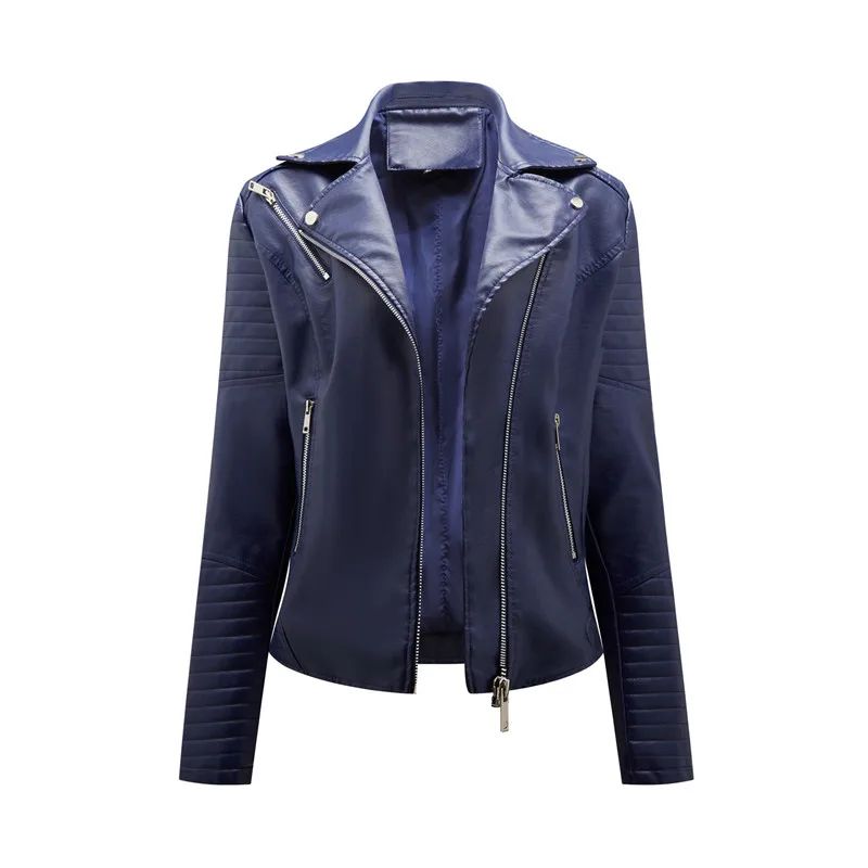 Black Women Faux Leather Jacket Spring Autumn Zipper Casual Pu Coat Female Biker Outerwear Ladies Clothes S-XXXL