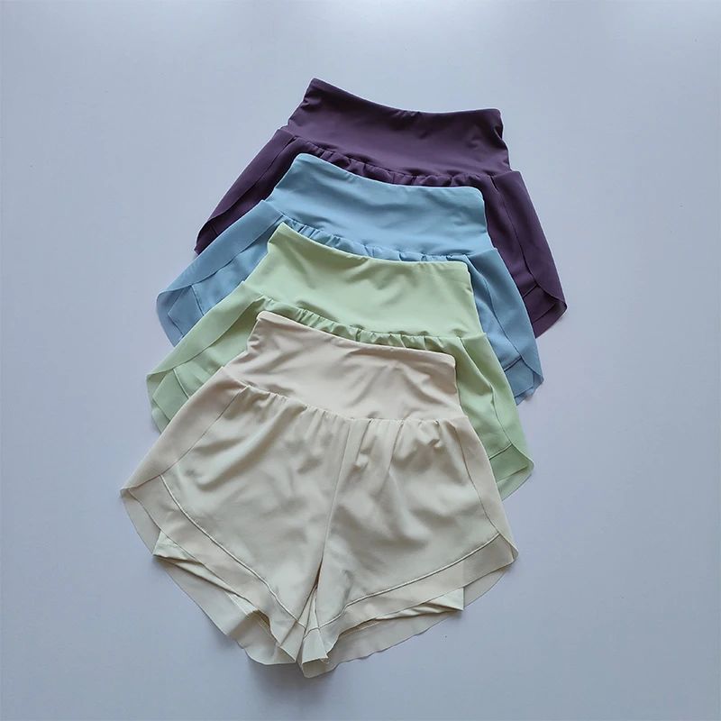 Summer Women's High-Waisted Sports Shorts Mesh Breathable Double-Layer Quick-Dry Gym Fitness Running Cycling Yoga Shorts