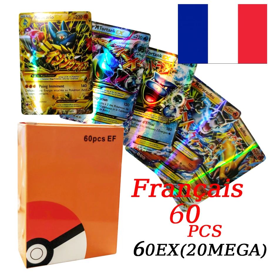 2025 Nova Versão Francesa Cartas Pokémon VMAX V EX GX MEGA Coleção Cartas Batalha Treinador Brinquedos de Natal Infantis Presente