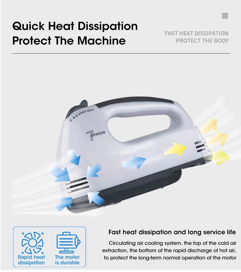 Handheld 7 Speed Automatic Electric Mixer Multi Functional for Food Egg Cream Cake Dough Mixing Baking Kitchen Home Use
