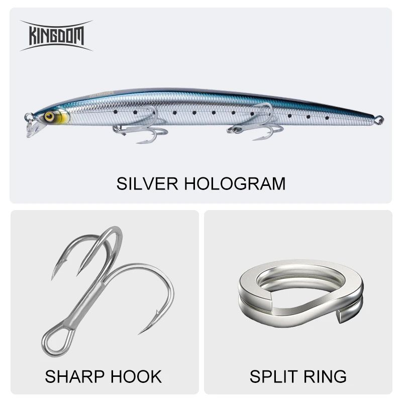 Kingdom Long Casting Fishing Lure 14.5g 19g 29g Floating Slow Sinking Minnow Wobbler Artificial Hard Bait Jerkbaits Seabass Pike