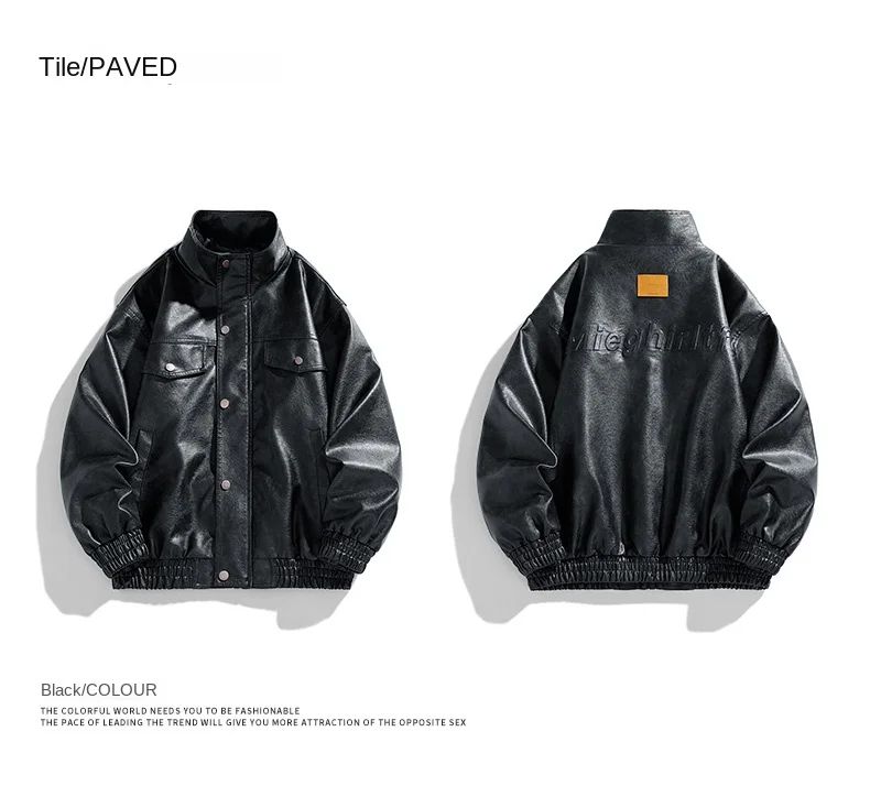 New Retro High Street Versatile Couple Motorcycle Fashionable Breathable Coat Winter Men Handsome Trendy Leather Jacket Comfort