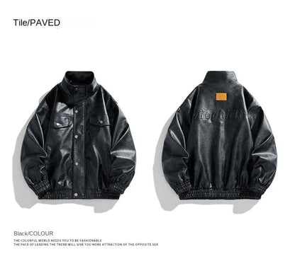 New Retro High Street Versatile Couple Motorcycle Fashionable Breathable Coat Winter Men Handsome Trendy Leather Jacket Comfort