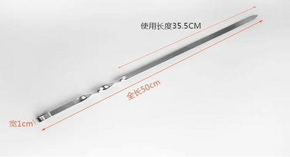 50cm BBQ Skewer 6Pcs Stainless Steel Wide Barbecue Sticks Flat BBQ Fork Outdoor Camping Picnic BBQ Utensil Kitchen Accessories